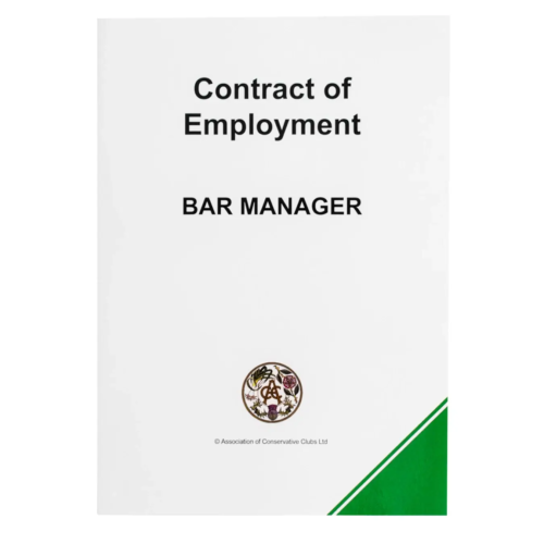 Appointment of Bar Manager – Contract Pack – 2 Copies
