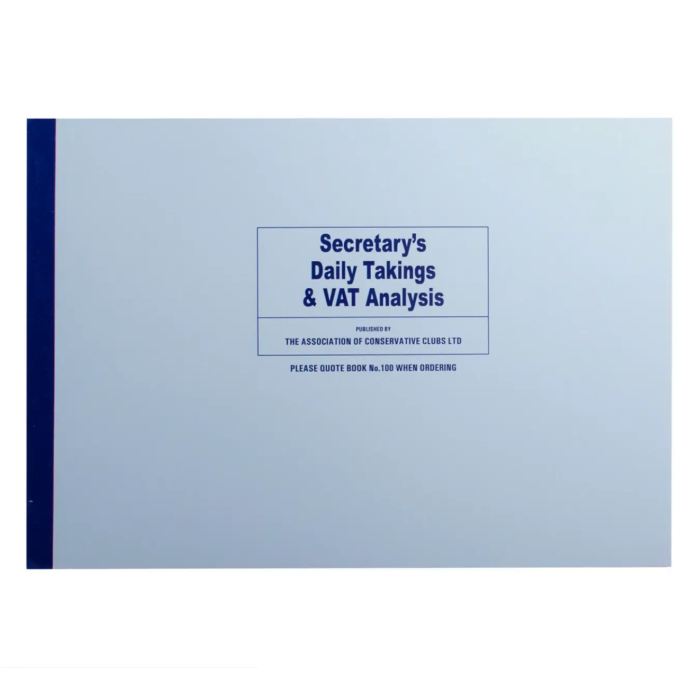 Secretary’s Daily Takings Book
